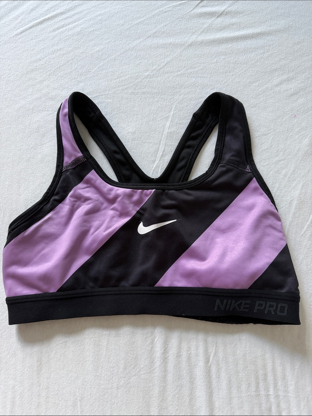 Nike Women's Black and Purple Racerback Sports Bra